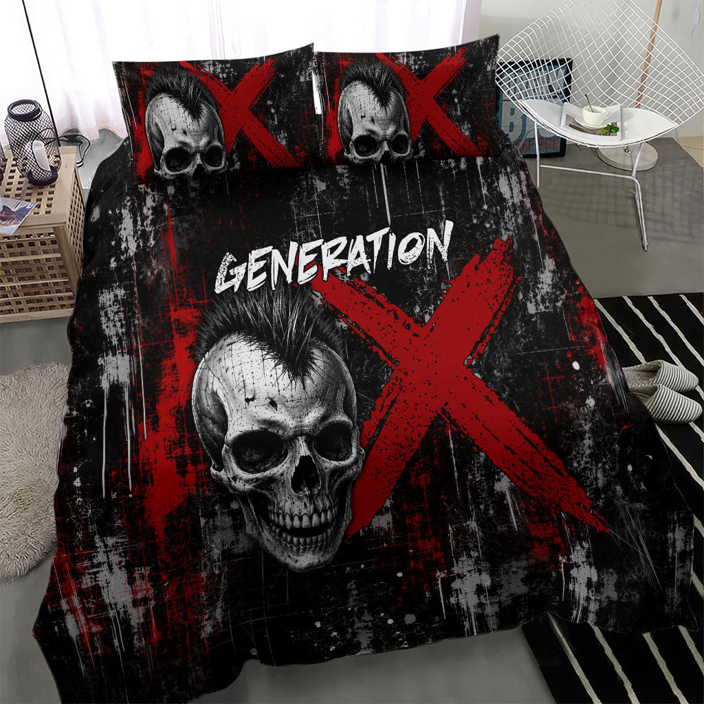 Generation X Mohawk Skull Bedding Set Distressed Punk Rock Grunge