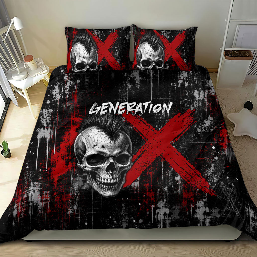 Generation X Mohawk Skull Bedding Set Distressed Punk Rock Grunge