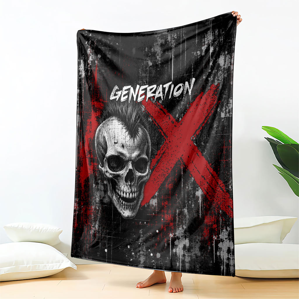 Generation X Mohawk Skull Blanket Distressed Punk Rock Grunge