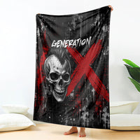 Generation X Mohawk Skull Blanket Distressed Punk Rock Grunge