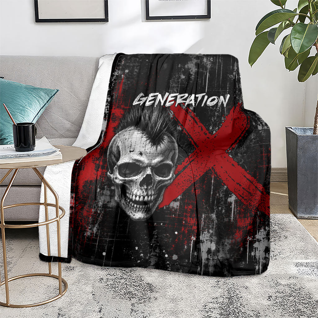 Generation X Mohawk Skull Blanket Distressed Punk Rock Grunge