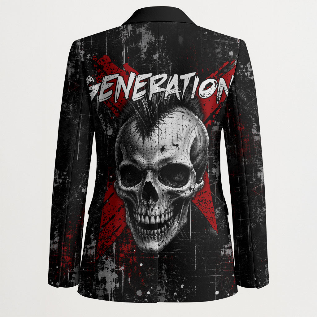 Generation X Mohawk Skull Blazer Distressed Punk Rock Grunge