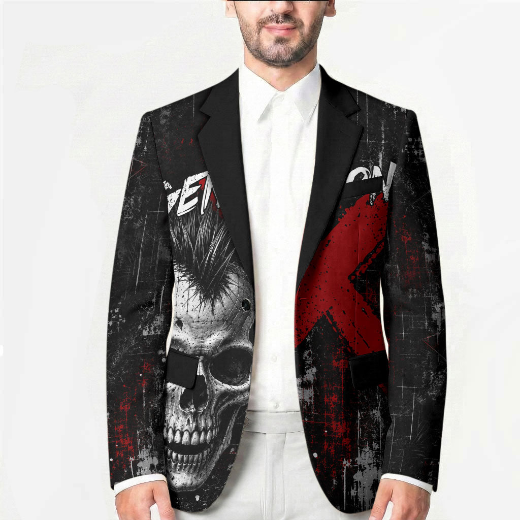 Generation X Mohawk Skull Blazer Distressed Punk Rock Grunge
