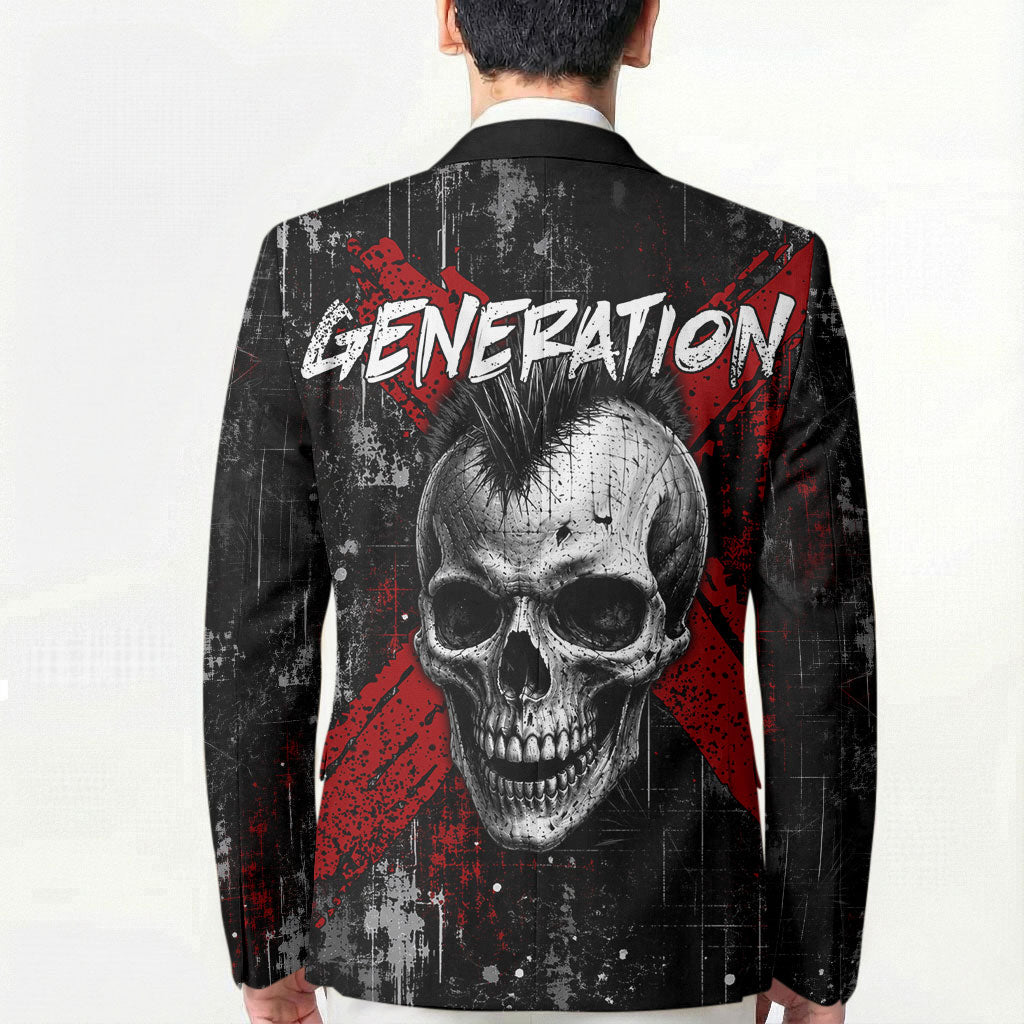 Generation X Mohawk Skull Blazer Distressed Punk Rock Grunge