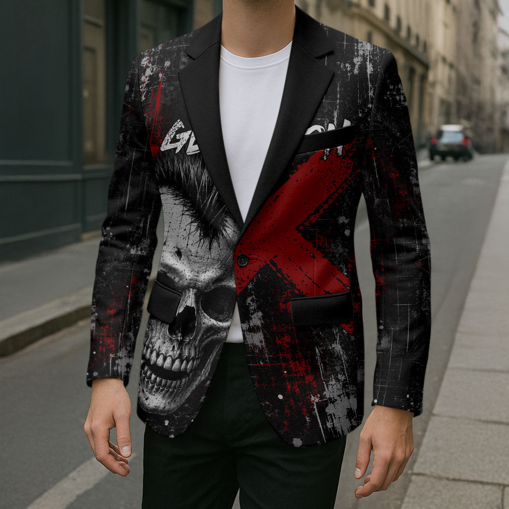Generation X Mohawk Skull Blazer Distressed Punk Rock Grunge