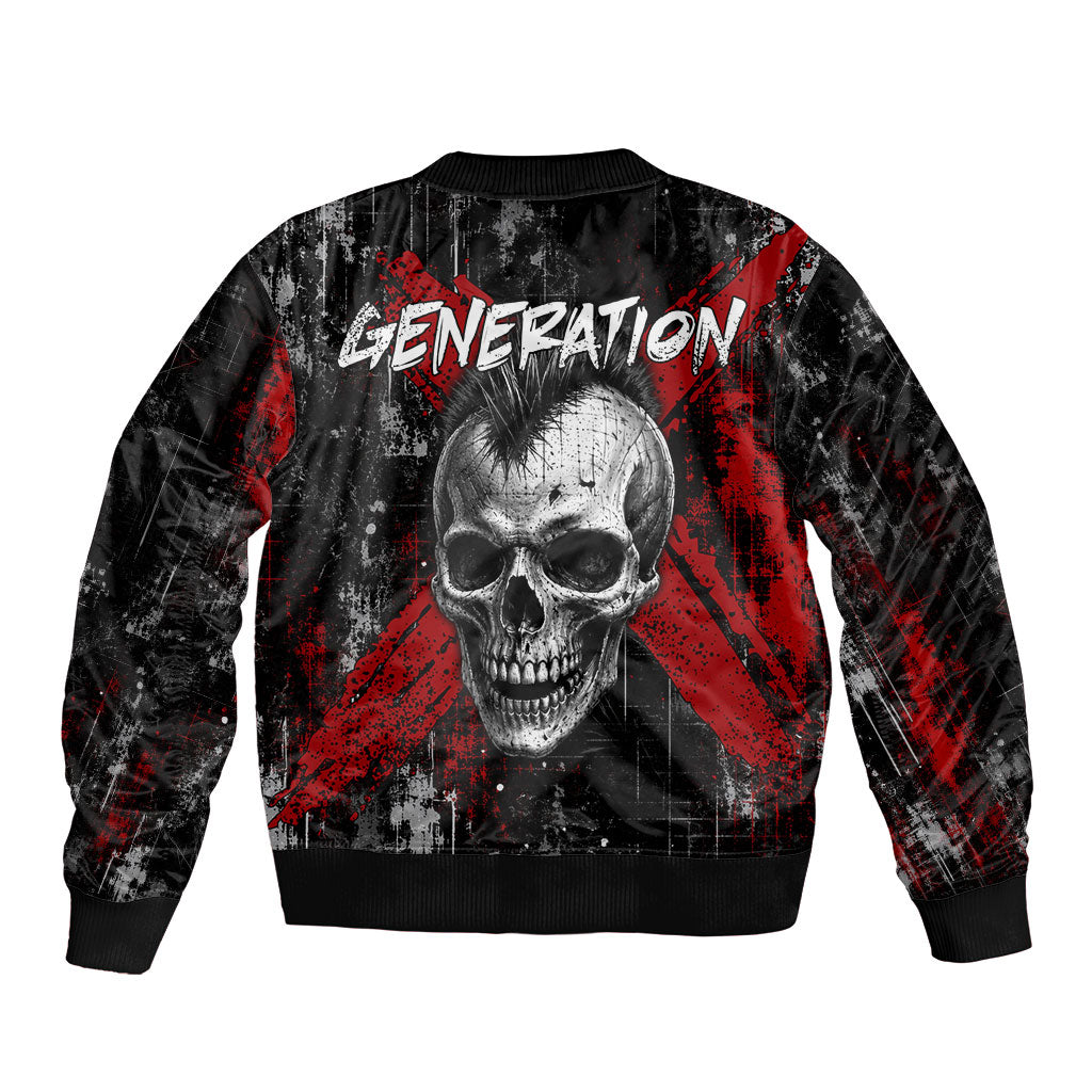 Generation X Mohawk Skull Bomber Jacket Distressed Punk Rock Grunge