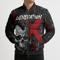 Generation X Mohawk Skull Bomber Puffer Jacket Distressed Punk Rock Grunge