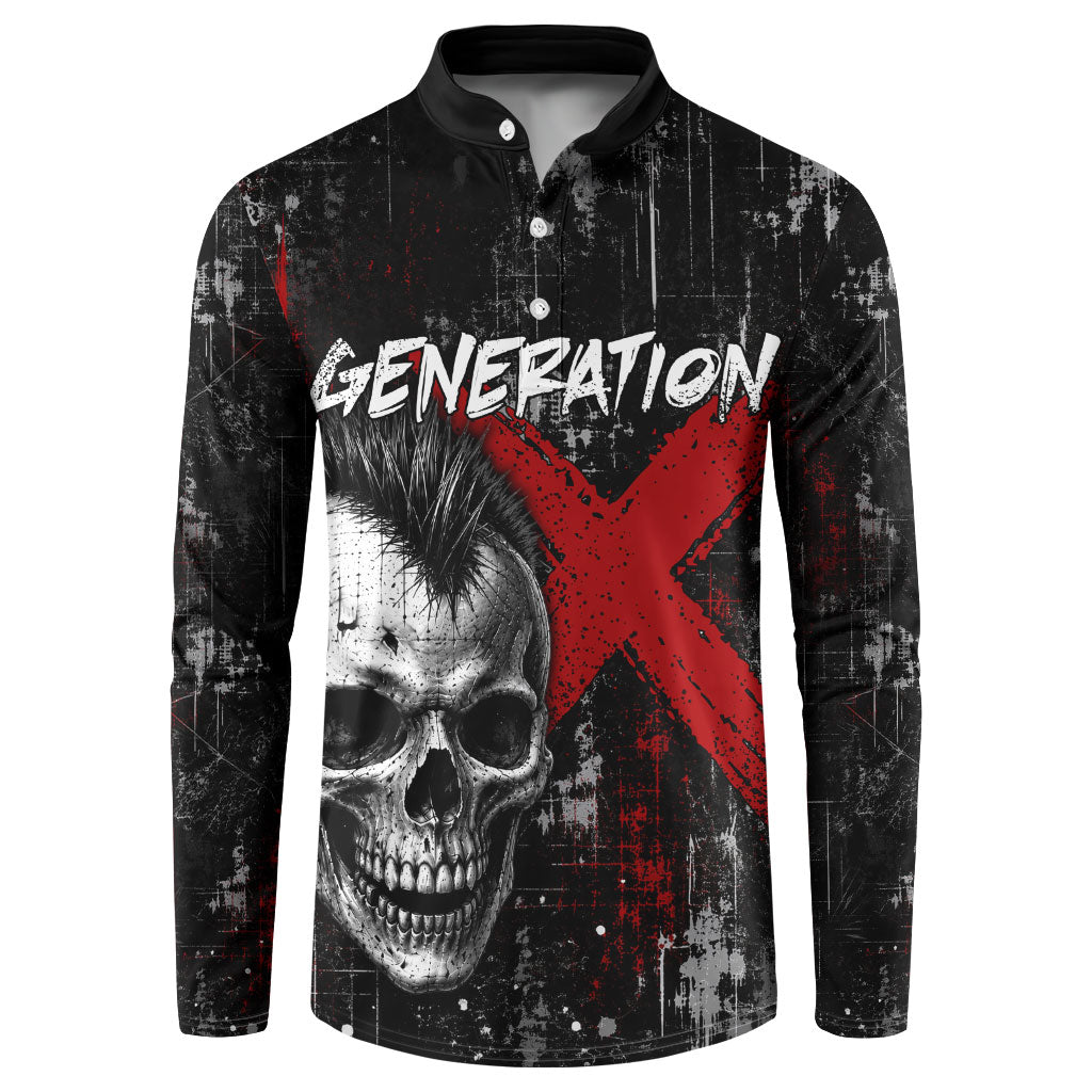 Generation X Mohawk Skull Button Sweatshirt Distressed Punk Rock Grunge