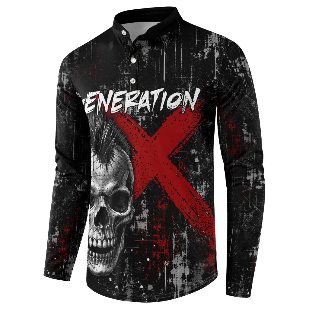 Generation X Mohawk Skull Button Sweatshirt Distressed Punk Rock Grunge