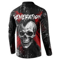 Generation X Mohawk Skull Button Sweatshirt Distressed Punk Rock Grunge