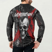 Generation X Mohawk Skull Button Sweatshirt Distressed Punk Rock Grunge