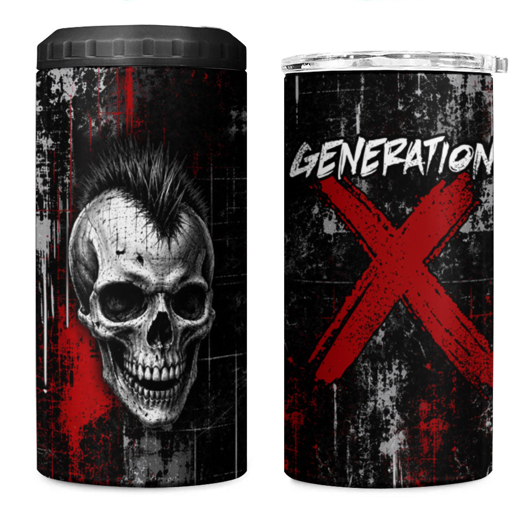 Generation X Mohawk Skull 4 in 1 Can Cooler Tumbler Distressed Punk Rock Grunge