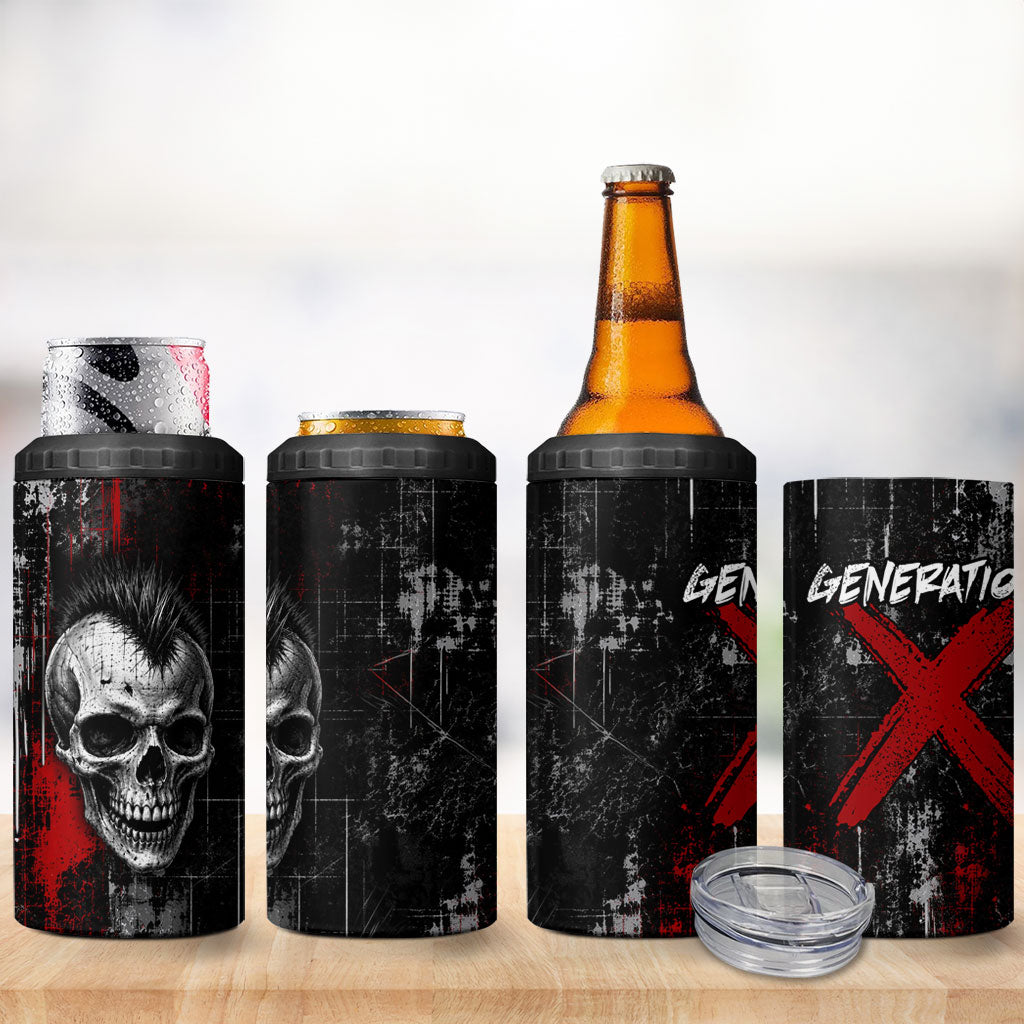 Generation X Mohawk Skull 4 in 1 Can Cooler Tumbler Distressed Punk Rock Grunge