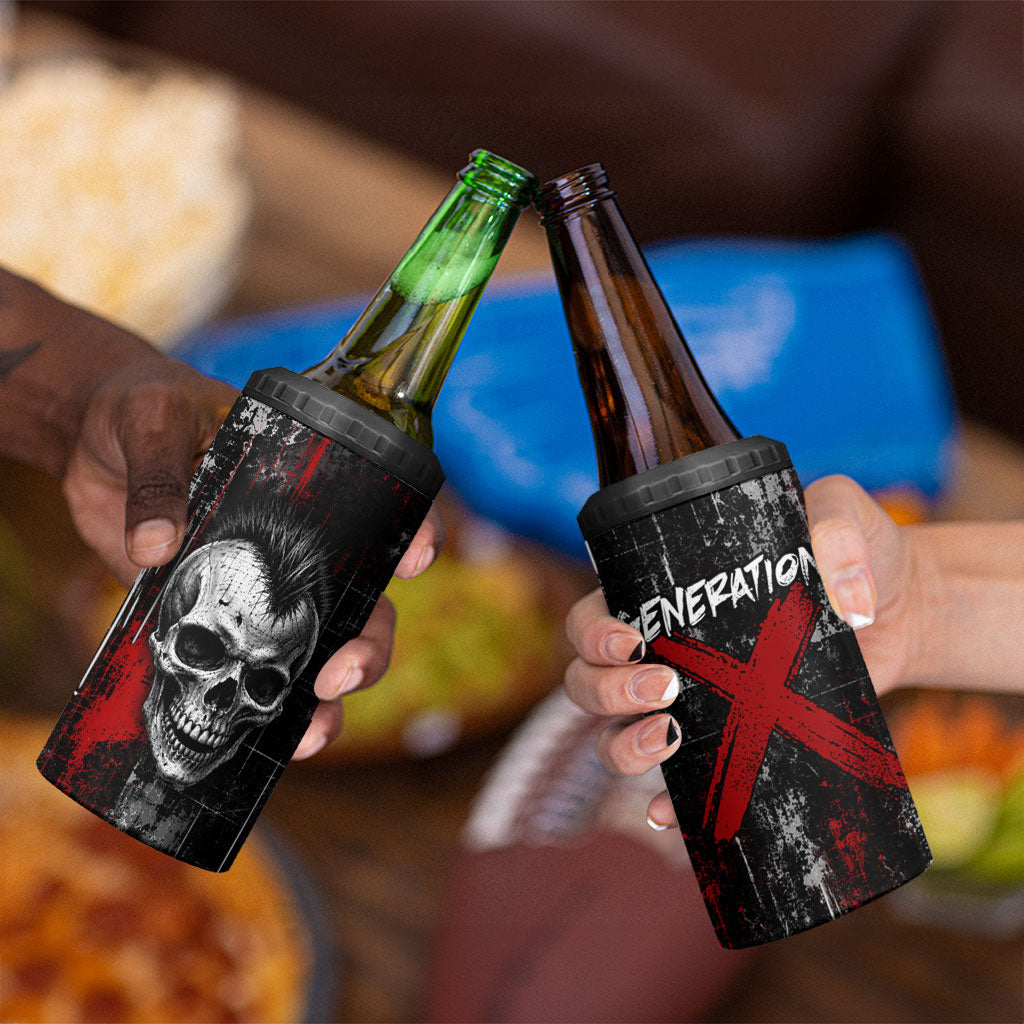 Generation X Mohawk Skull 4 in 1 Can Cooler Tumbler Distressed Punk Rock Grunge