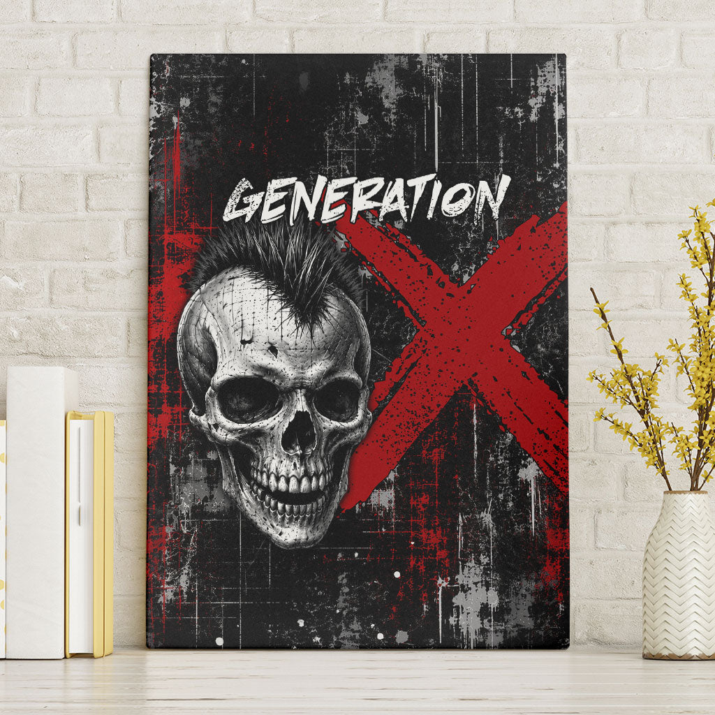 Generation X Mohawk Skull Canvas Wall Art Distressed Punk Rock Grunge