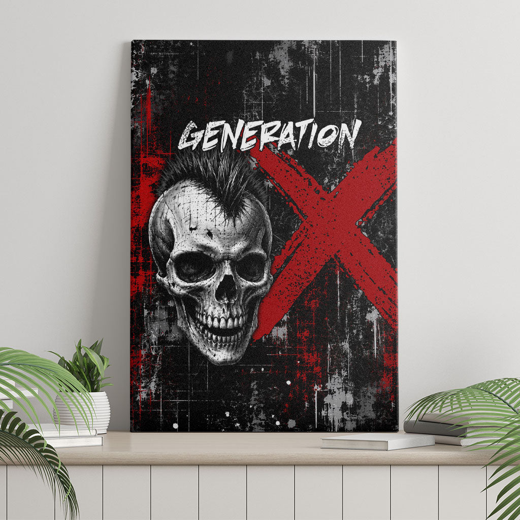 Generation X Mohawk Skull Canvas Wall Art Distressed Punk Rock Grunge