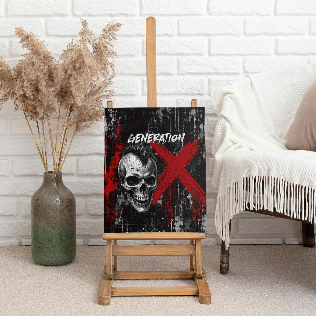 Generation X Mohawk Skull Canvas Wall Art Distressed Punk Rock Grunge