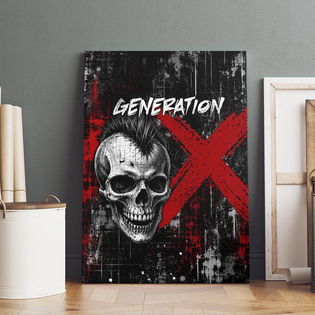 Generation X Mohawk Skull Canvas Wall Art Distressed Punk Rock Grunge
