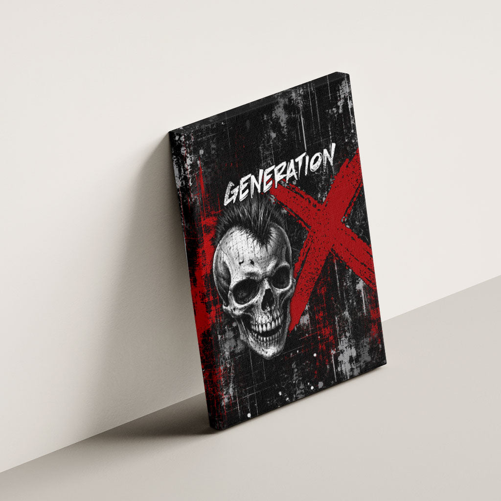 Generation X Mohawk Skull Canvas Wall Art Distressed Punk Rock Grunge