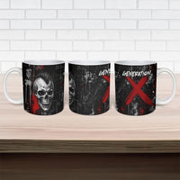 Generation X Mohawk Skull Ceramic Mug Distressed Punk Rock Grunge