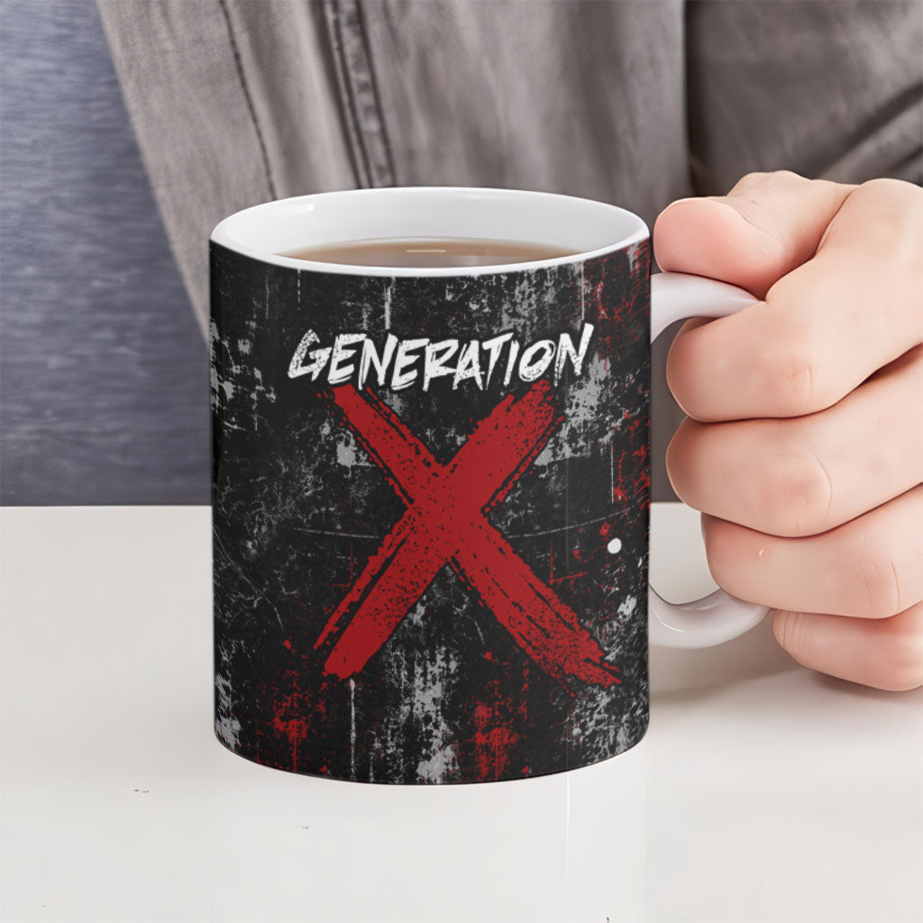 Generation X Mohawk Skull Ceramic Mug Distressed Punk Rock Grunge