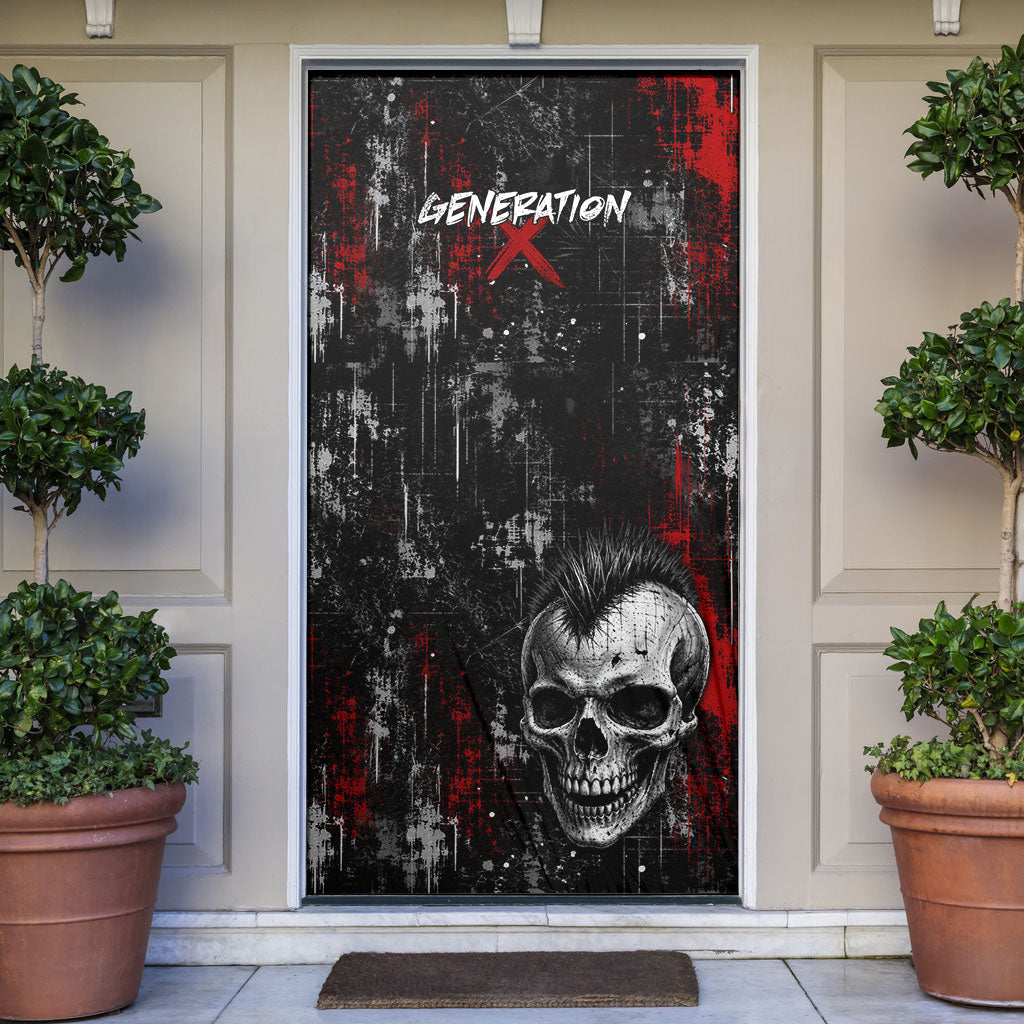 Generation X Mohawk Skull Door Cover Distressed Punk Rock Grunge