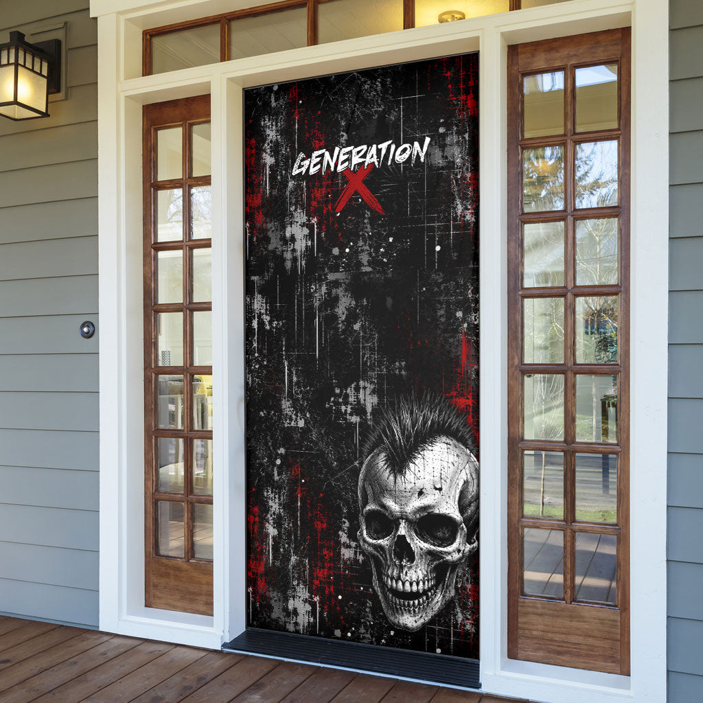 Generation X Mohawk Skull Door Cover Distressed Punk Rock Grunge