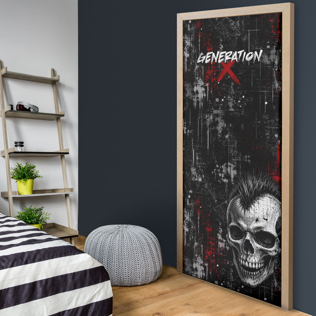 Generation X Mohawk Skull Door Cover Distressed Punk Rock Grunge