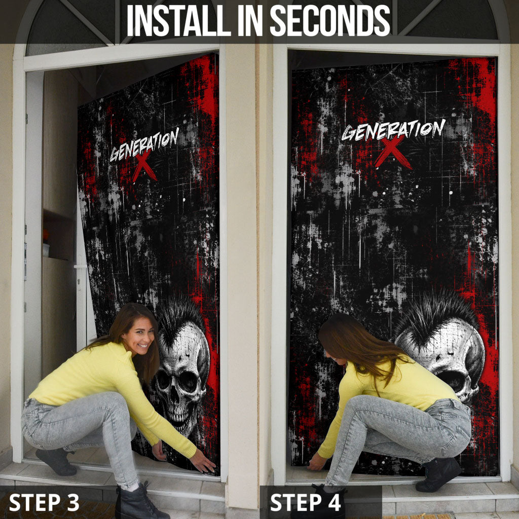 Generation X Mohawk Skull Door Cover Distressed Punk Rock Grunge
