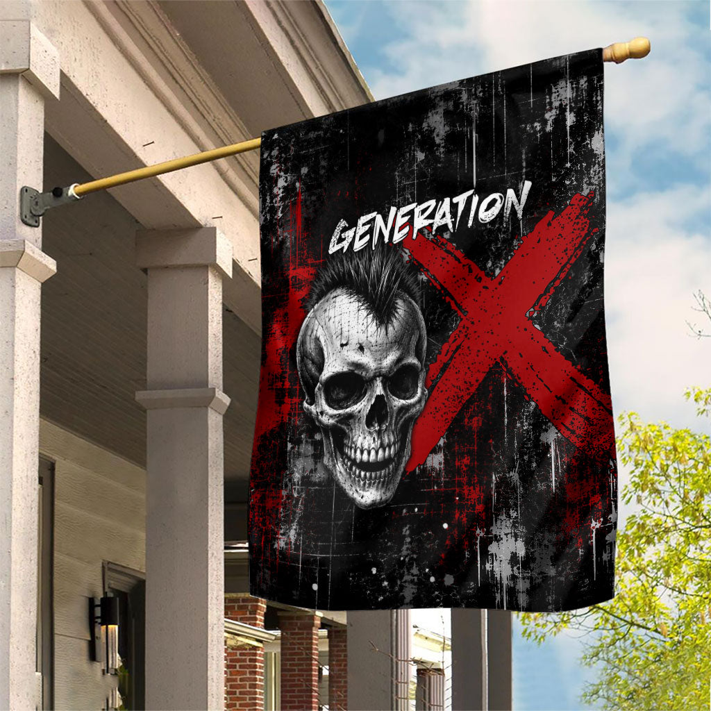 Generation X Mohawk Skull Garden Flag Distressed Punk Rock Grunge