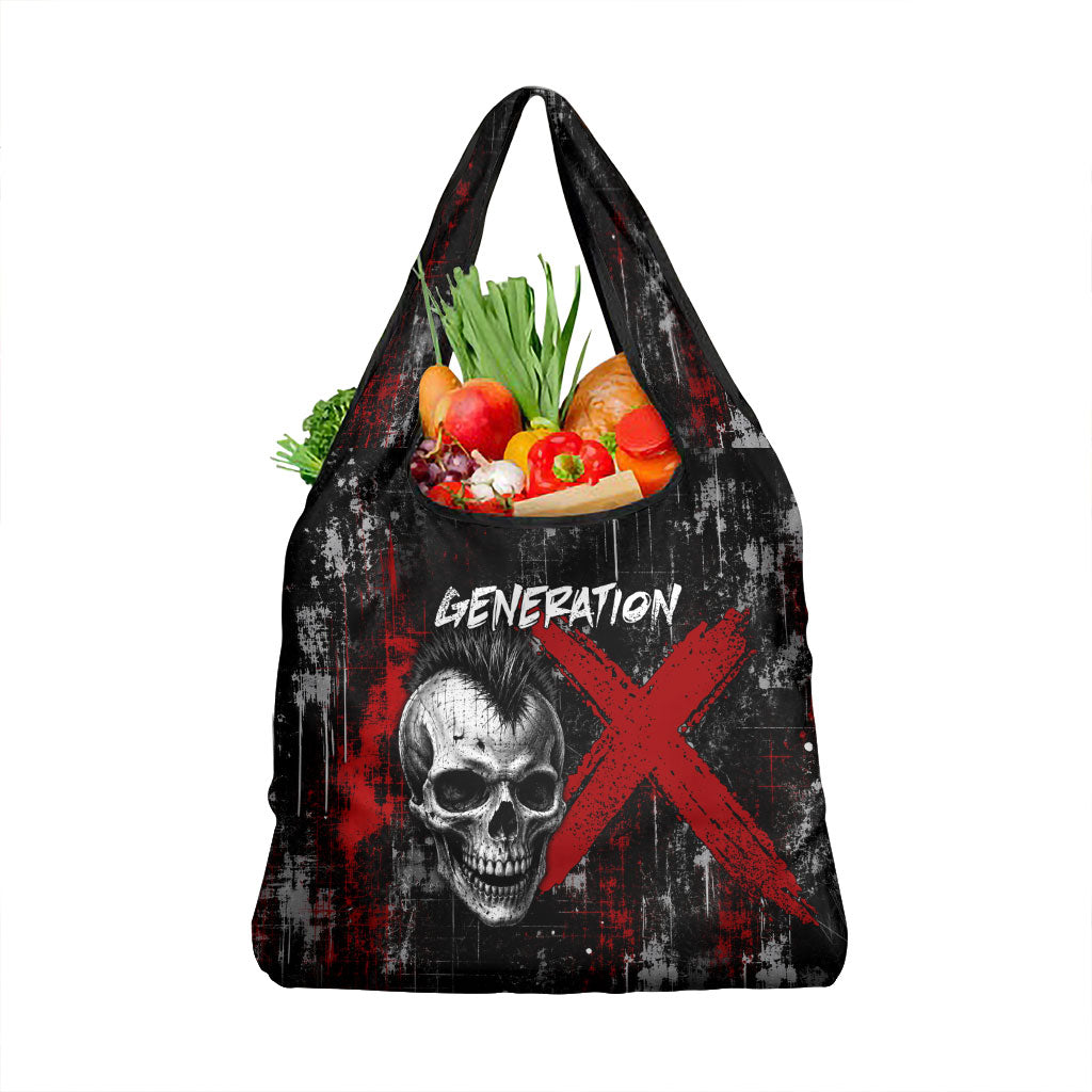 Generation X Mohawk Skull Grocery Bag Distressed Punk Rock Grunge