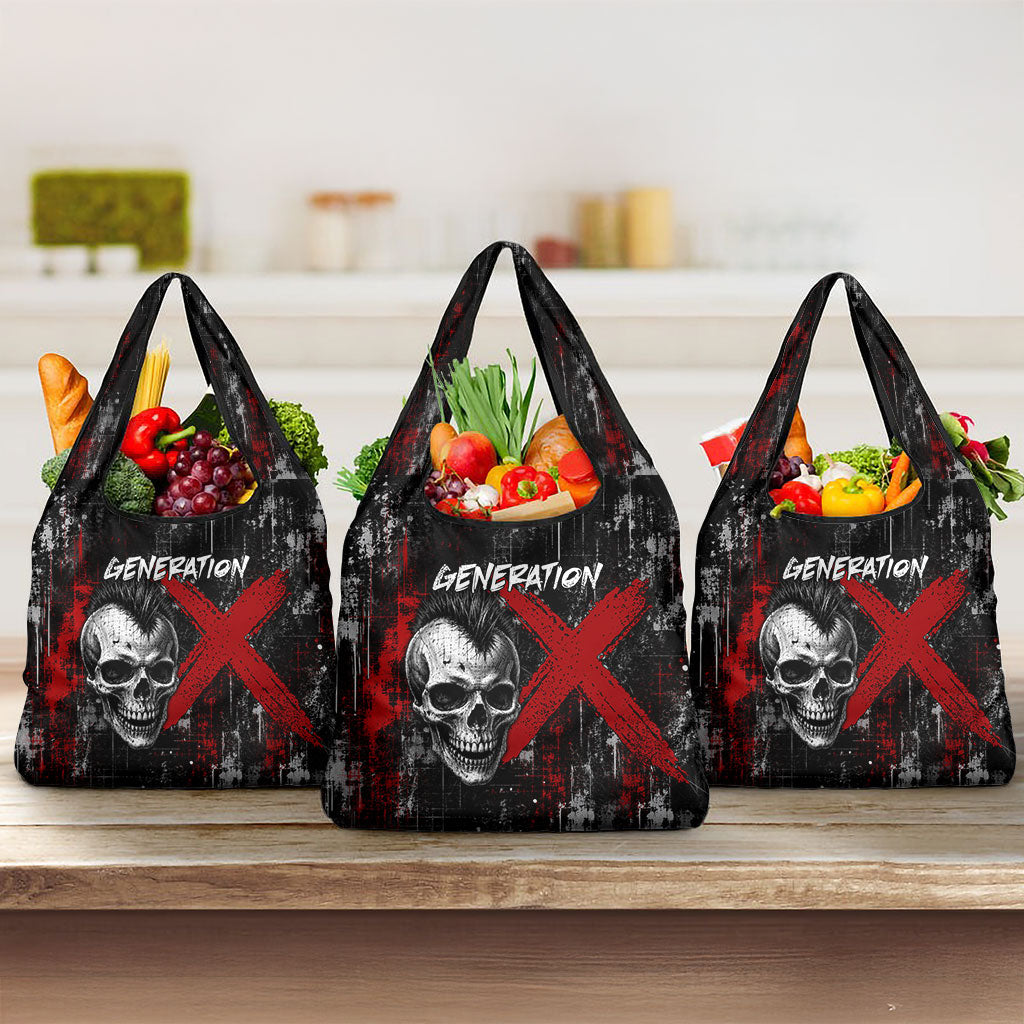 Generation X Mohawk Skull Grocery Bag Distressed Punk Rock Grunge