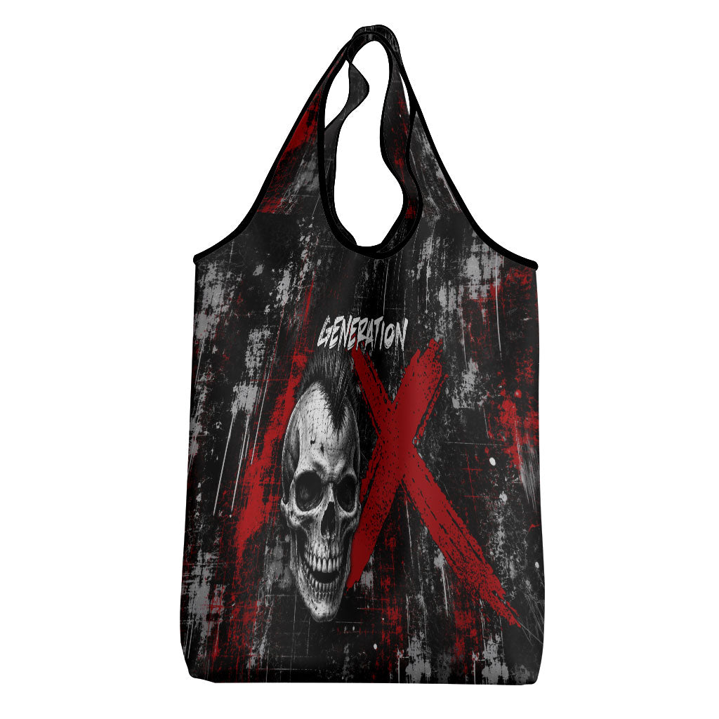 Generation X Mohawk Skull Grocery Bag Distressed Punk Rock Grunge