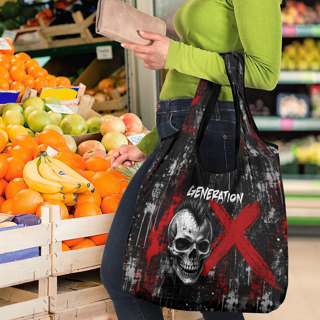 Generation X Mohawk Skull Grocery Bag Distressed Punk Rock Grunge