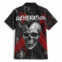 Generation X Mohawk Skull Hawaiian Shirt Distressed Punk Rock Grunge