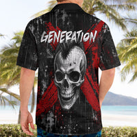Generation X Mohawk Skull Hawaiian Shirt Distressed Punk Rock Grunge