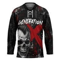 Generation X Mohawk Skull Hockey Jersey Distressed Punk Rock Grunge