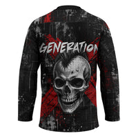 Generation X Mohawk Skull Hockey Jersey Distressed Punk Rock Grunge