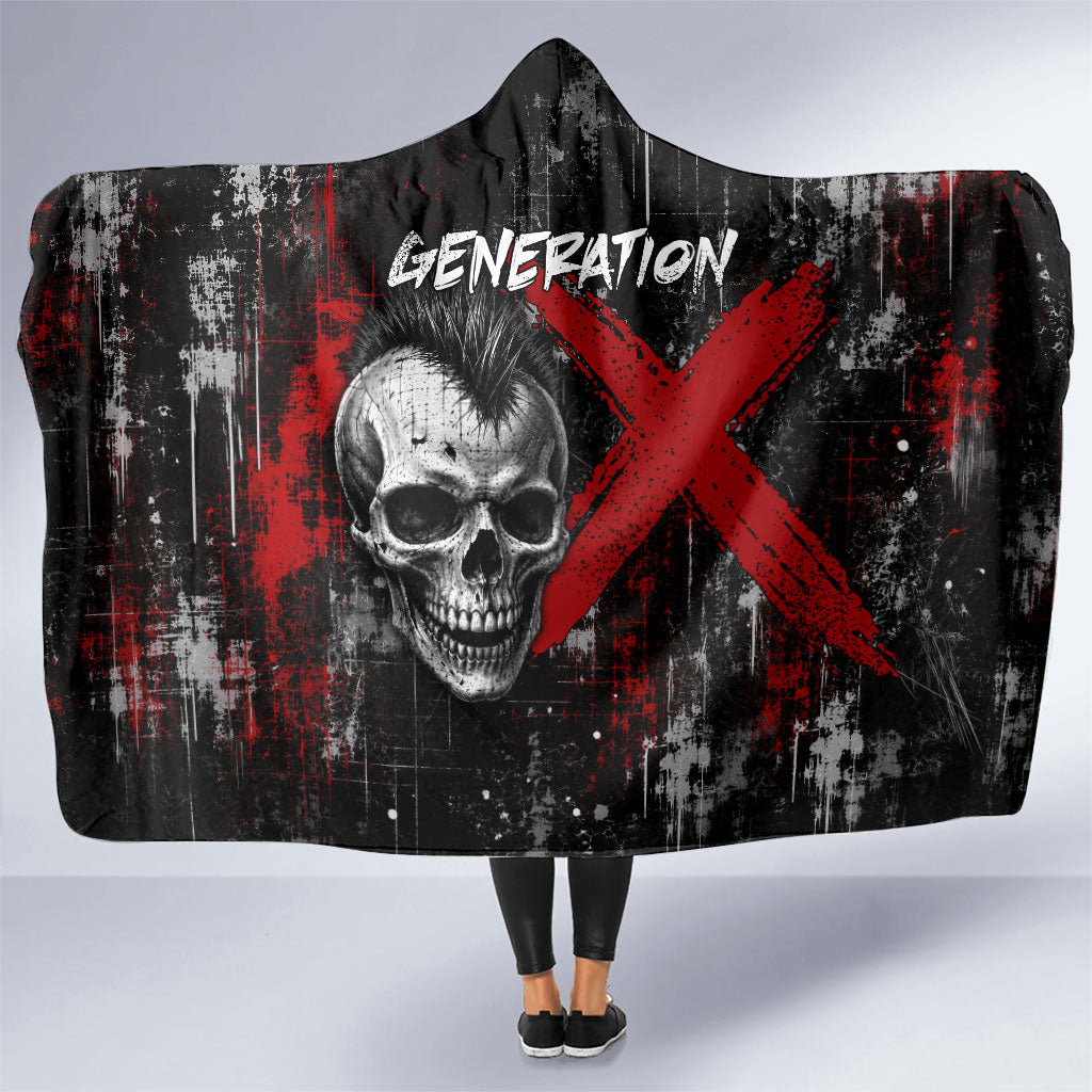 Generation X Mohawk Skull Hooded Blanket Distressed Punk Rock Grunge