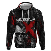Generation X Mohawk Skull Hoodie Distressed Punk Rock Grunge