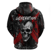 Generation X Mohawk Skull Hoodie Distressed Punk Rock Grunge