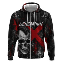 Generation X Mohawk Skull Hoodie Distressed Punk Rock Grunge