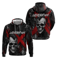 Generation X Mohawk Skull Hoodie Distressed Punk Rock Grunge