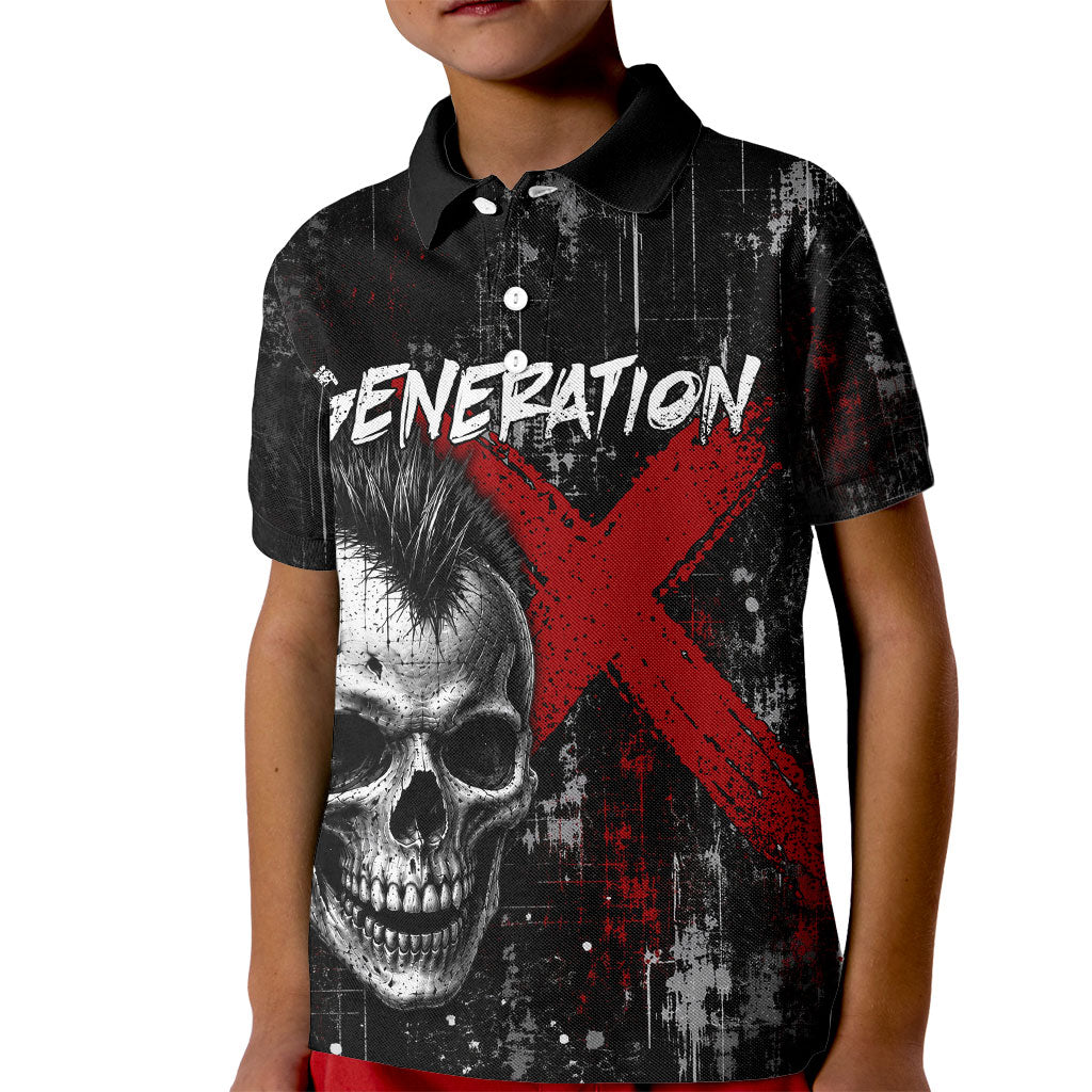 Generation X Mohawk Skull Kid Polo Shirt Distressed Punk Rock Grunge