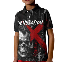 Generation X Mohawk Skull Kid Polo Shirt Distressed Punk Rock Grunge