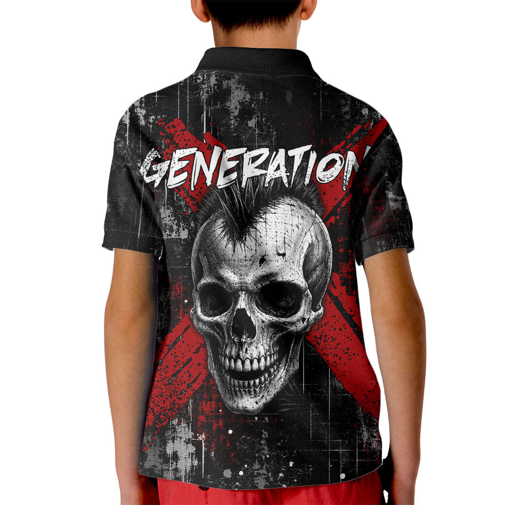 Generation X Mohawk Skull Kid Polo Shirt Distressed Punk Rock Grunge