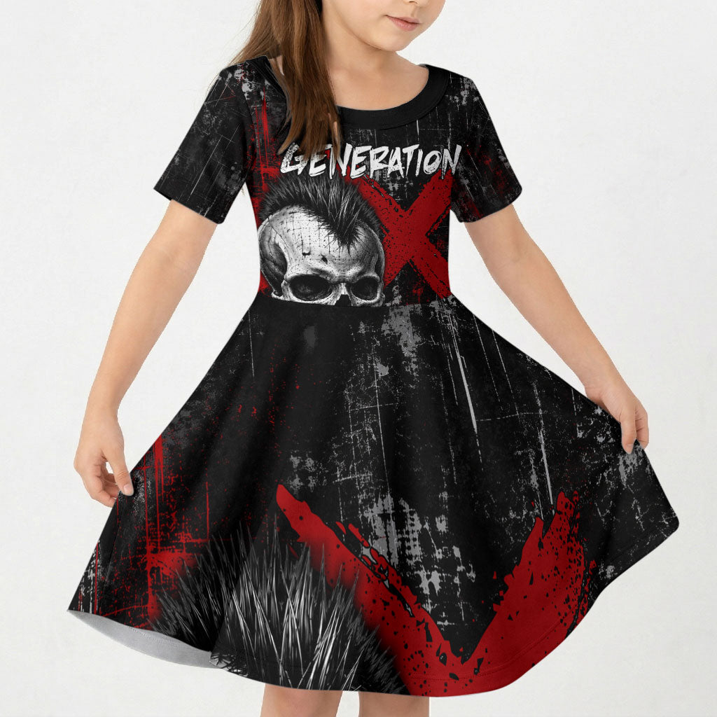Generation X Mohawk Skull Kid Short Sleeve Dress Distressed Punk Rock Grunge