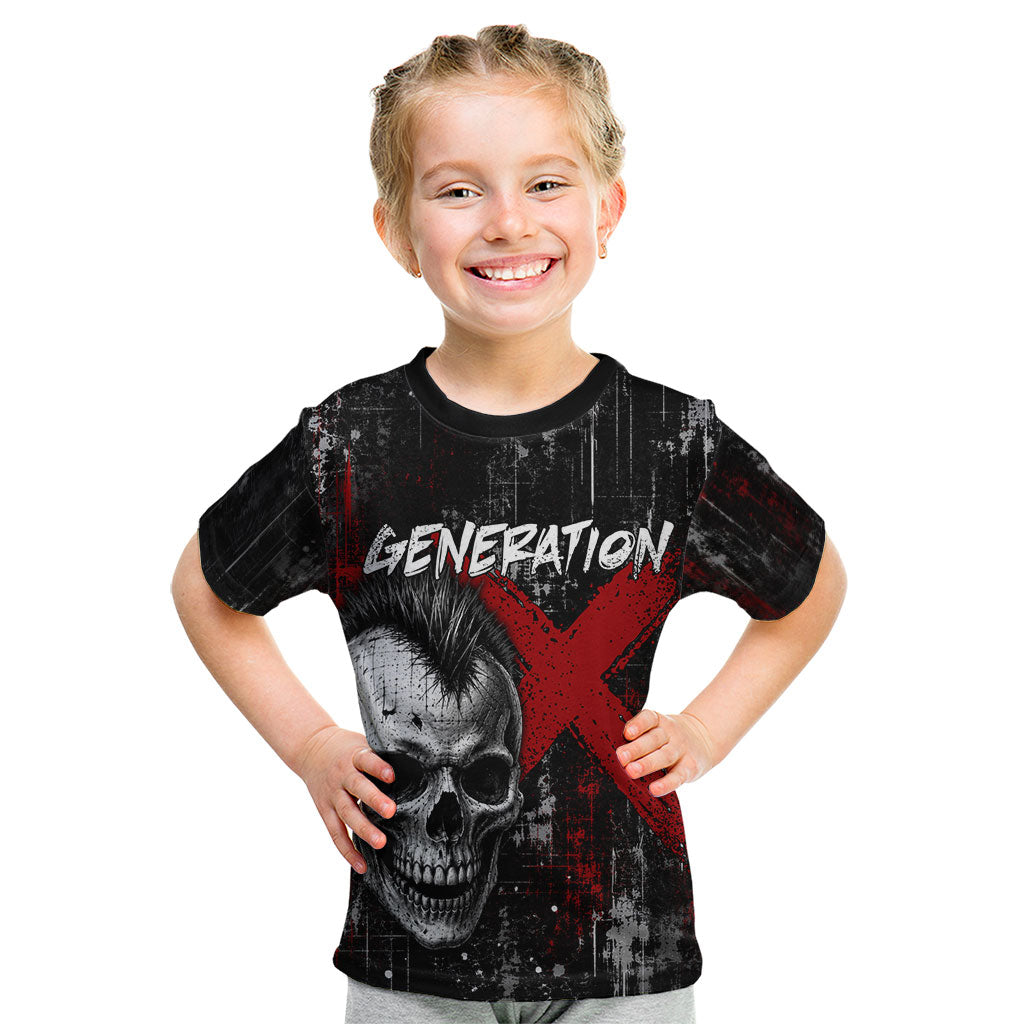 Generation X Mohawk Skull Kid T Shirt Distressed Punk Rock Grunge