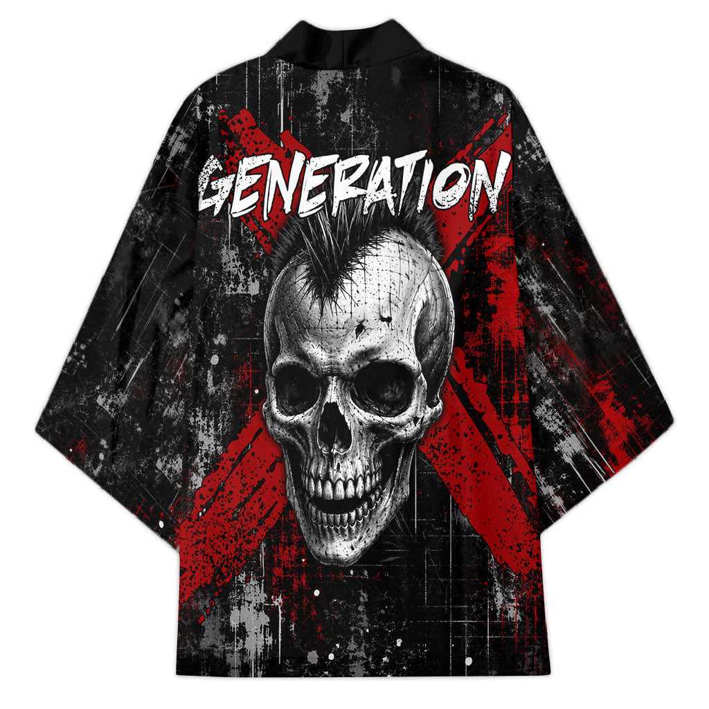 Generation X Mohawk Skull Kimono Distressed Punk Rock Grunge