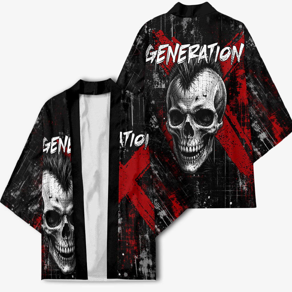 Generation X Mohawk Skull Kimono Distressed Punk Rock Grunge